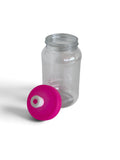 Cilindro transparente de 500 ml en PET ligero con tapa tipo chupón en variedad de colores personalizado con vinil.