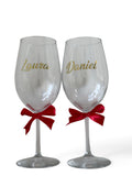 Copa de vidrio de 530 ml con superficie lisa de alta calidad personalizada con vinil para bodas, aniversarios y eventos.